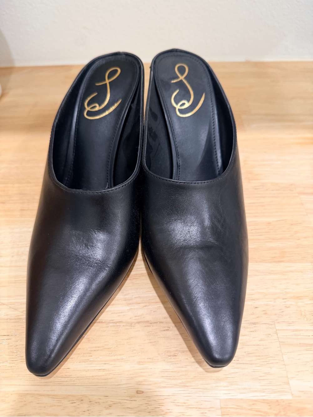 New Sam Edelman Black Pointed Toe Slip-On Mules